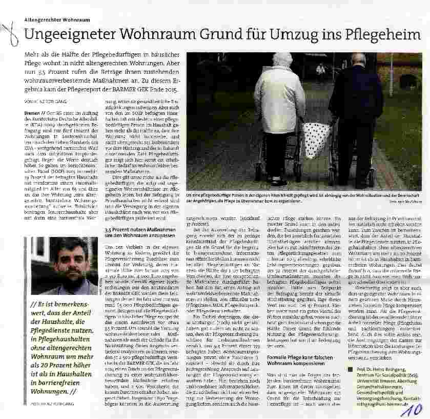 Vorschauseite 1: Ungeeigneter Wohnraum Grund für Umzug ins Pflegeheim