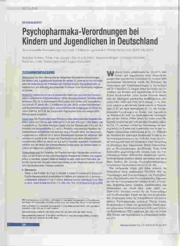 Vorschauseite 1: Psychopharmaka-Verordnungen bei Kindern und Jugendlichen in Deutschland