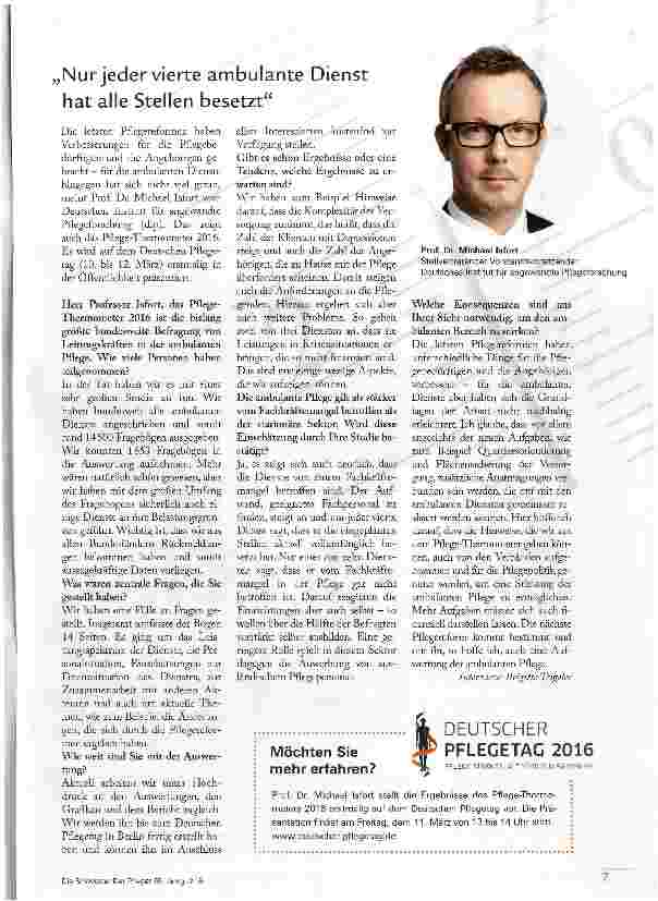 Vorschauseite 1: Nur jeder vierte ambulante Dienst hat alle Stellen besetzt