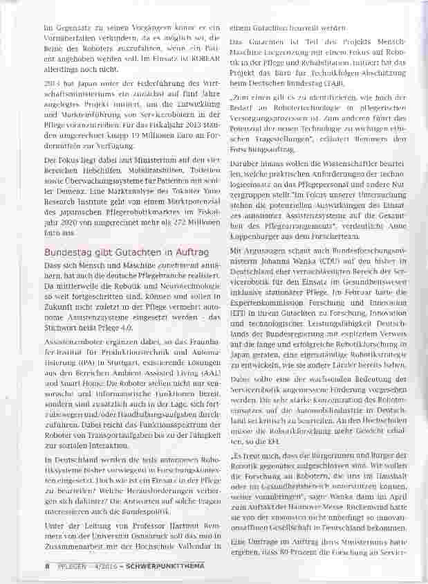 Vorschauseite 2: PFLEGE 4.0 WERDEN WIR BALD VON ROBOTERN VERSORGT?