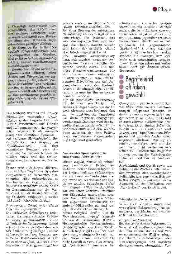 Vorschauseite 2: Altersverwirrtheit (k)ein Thema für die Krankenpflege? 1. Teil