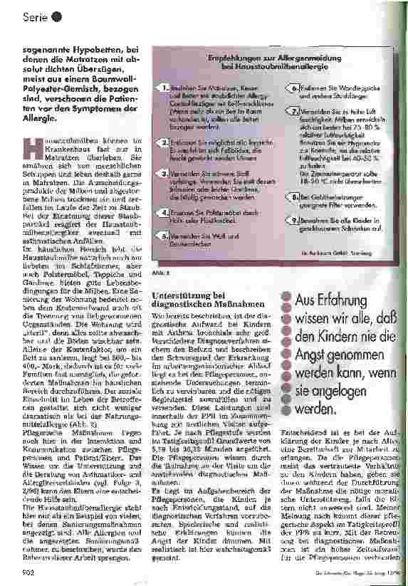 Vorschauseite 4: Die Pflege des Kindes mit Asthma bronchiale 6. Folge (Schluß) - Weitere pflegerische Aspekte -