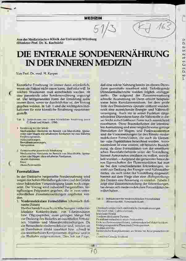 Vorschauseite 1: Die enterale Sondenernährung in der inneren Medizin
