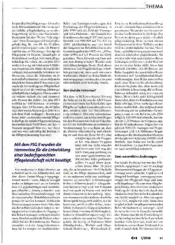 Vorschauseite 2: Rehabilitation vor Pflege: Wie kann der Grundsatz Gewicht bekommen?