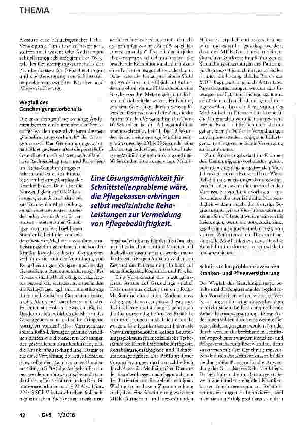 Vorschauseite 3: Rehabilitation vor Pflege: Wie kann der Grundsatz Gewicht bekommen?