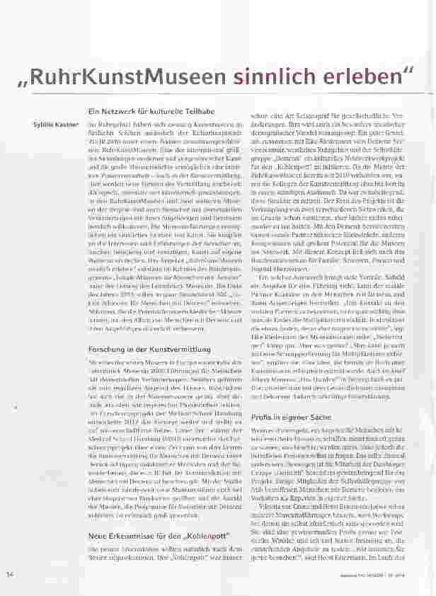 Vorschauseite 1: RuhrKunstMuseen sinnlich erleben