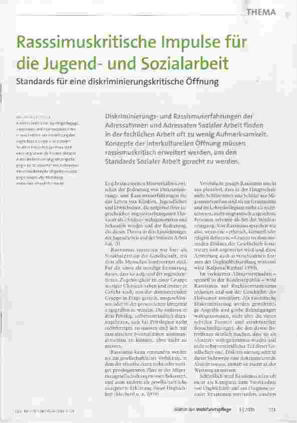Vorschauseite 1: Rasssimuskritische Impulse für die Jugendund Sozialarbeit