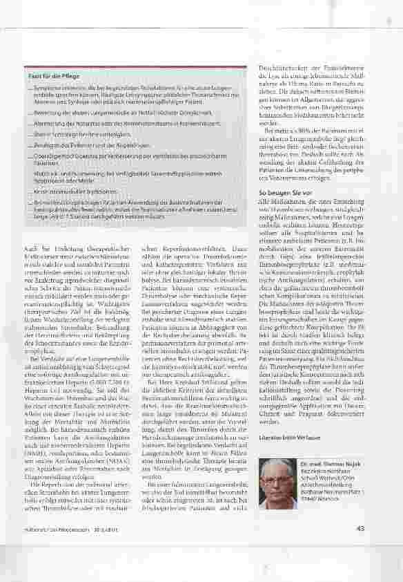 Vorschauseite 4: Häufig übersehen Komplikation Lungenembolie