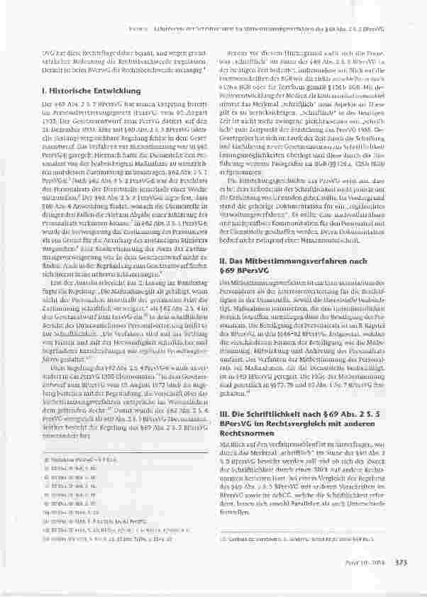 Vorschauseite 2: Das Erfordernis der Schriftlichkeit im Mitbestimmungsverfahren des §69 Abs. 2 S. 5 BPersVG und dessen praktische Anwendung
