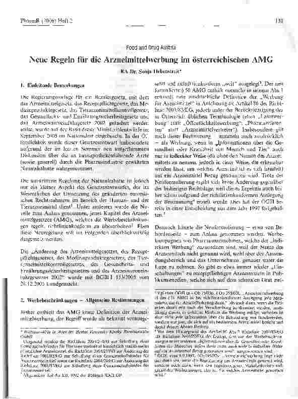 Vorschauseite 1: Neue Regeln für die Arzneimittelwerbung im österreichischen AMG