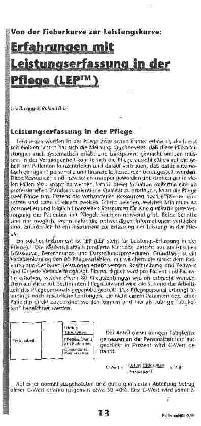 Vorschauseite 1: Erfahrungen mit Leistungserfassung in der Pflege