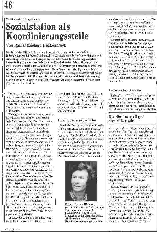 Vorschauseite 1: Sozialstation als Koordinierungsstelle