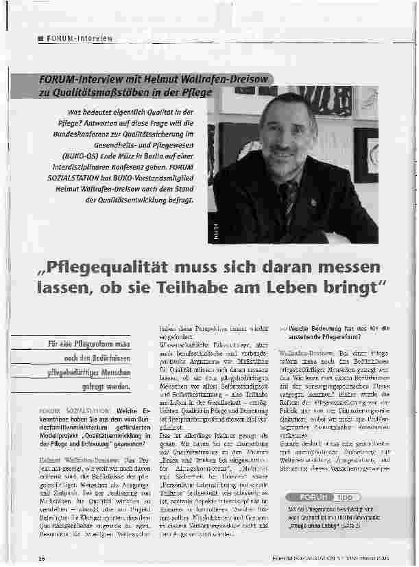 Vorschauseite 1: Pflegequalität muss sich daran messen lassen, ob sie Teilhabe am Leben bringt