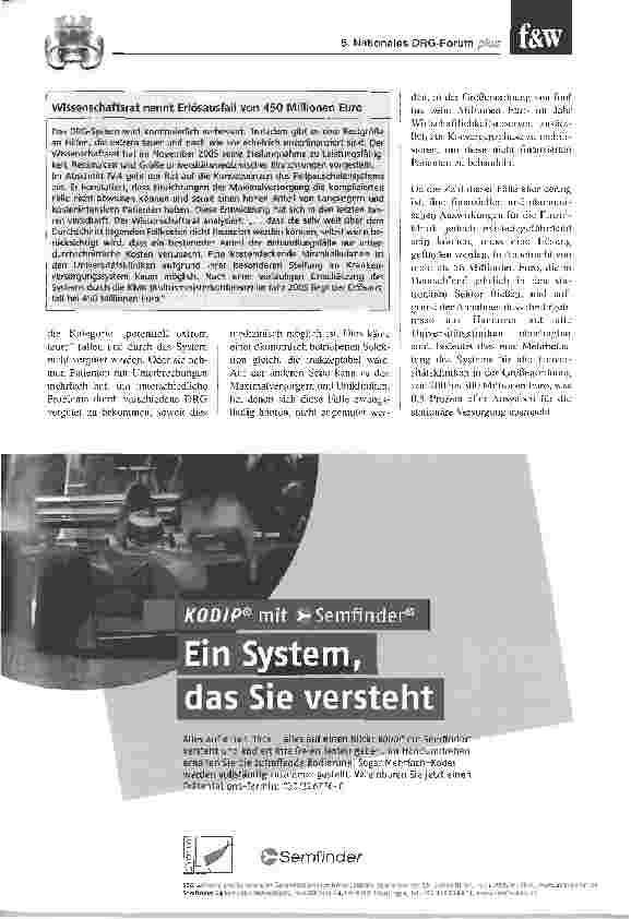 Vorschauseite 4: Separate Vergütung für Patienten mit Extrem-KostenEs wäre fatal abzuwarten, bis das DRG-System perfekt ist