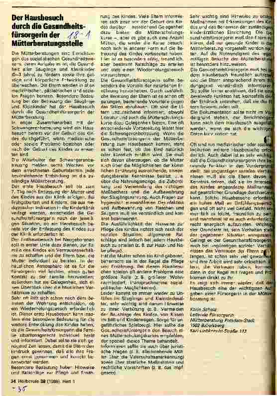 Vorschauseite 1: Der Hausbesuch durch die Gesundheitsfürsorgerin der Mütterberatungsstelle