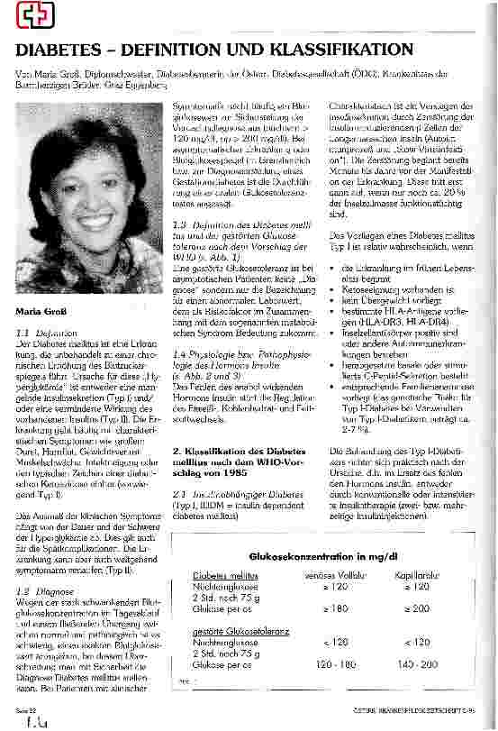 Vorschauseite 1: Diabetes - Definition und Klassifikation