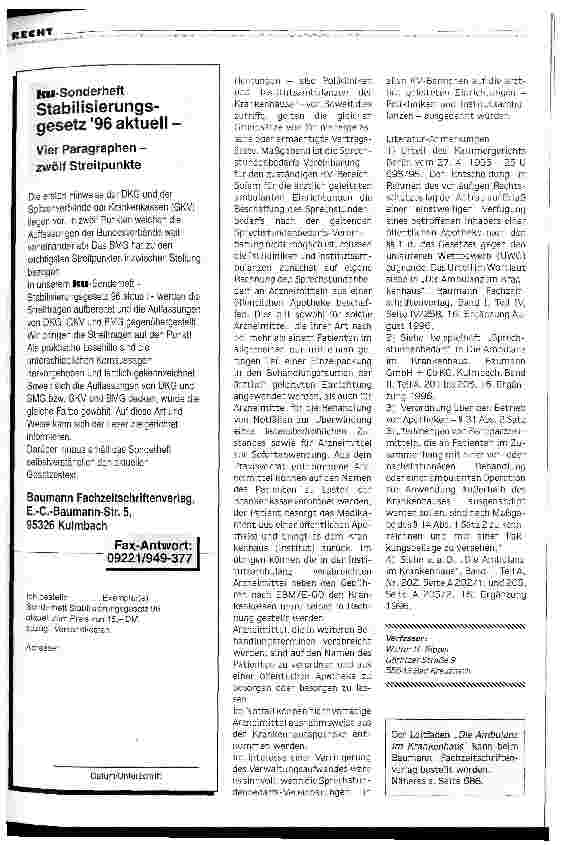 Vorschauseite 4: Für ambulante Patienten keine Arzneimittel aus der Klinikapotheke