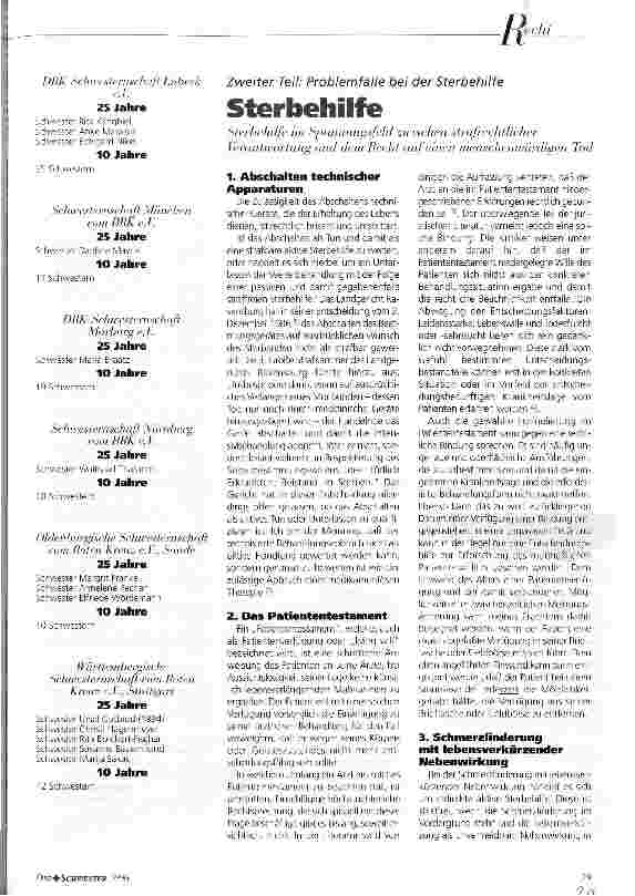 Vorschauseite 1: Sterbehilfe 2. Teil: Porblemfälle bei der Sterbehilfe