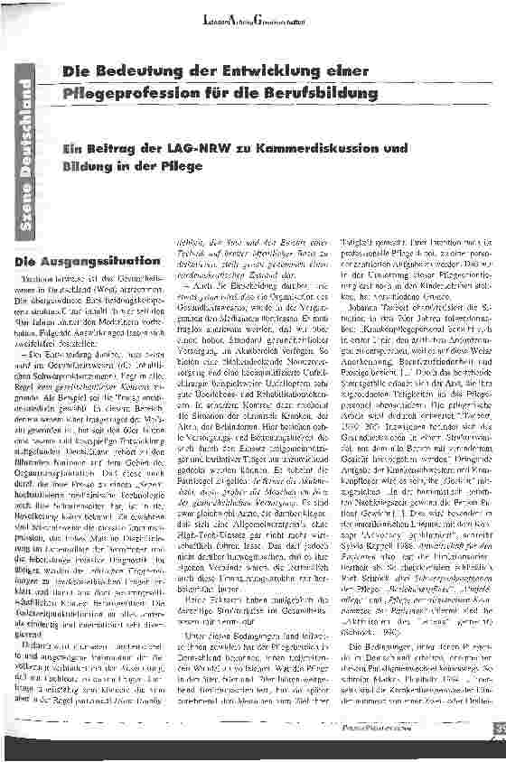 Vorschauseite 1: Die Bedeutung der Entwicklung einer Pflegeprofession für die Berufsbildung