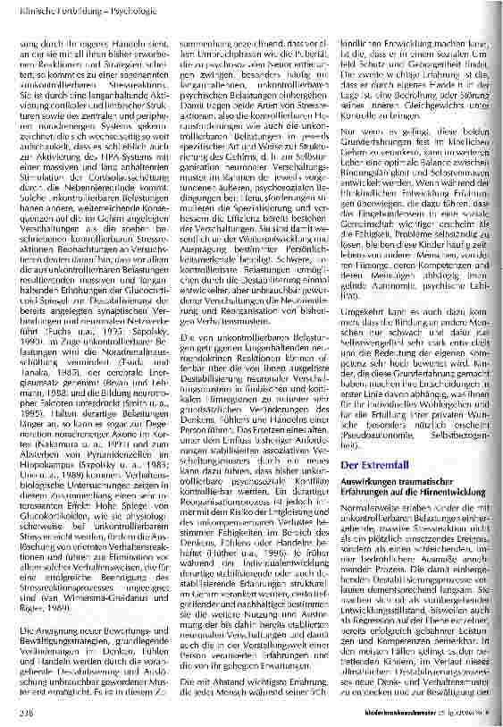 Vorschauseite 3: Die Auswirkungen traumatischer Erfahrungen im Kindesalter auf die Hirnentwicklung