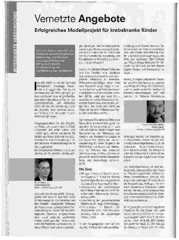 Vorschauseite 1: Vernetzte AngeboteErfolgreiches Modellprojekt für krebskranke Kinder