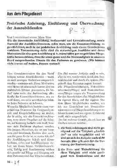Vorschauseite 1: Aus dem Pflegedienst - Praktische Anleitung, Einführung und Überwachung der Auszubildenden