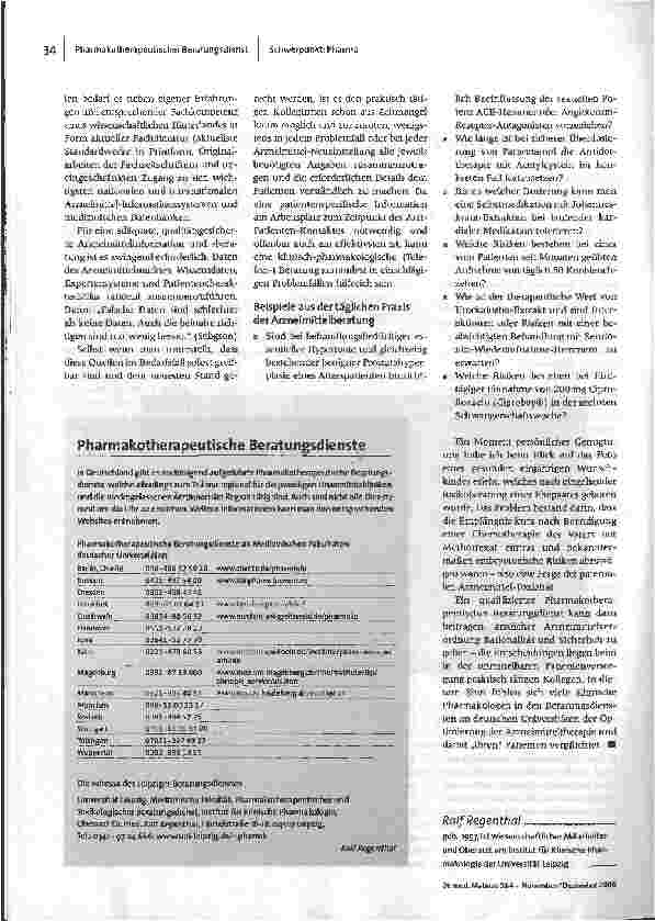 Vorschauseite 3: Zu Risiken und Nebenwirkungen fragen Sie...Der Pharmakotherapeutische Beratungsdienst in Leipzig