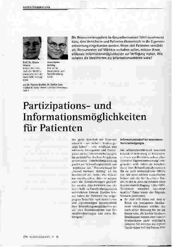 Vorschauseite 1: Partizipationsund Informationsmöglichkeiten für Patienten