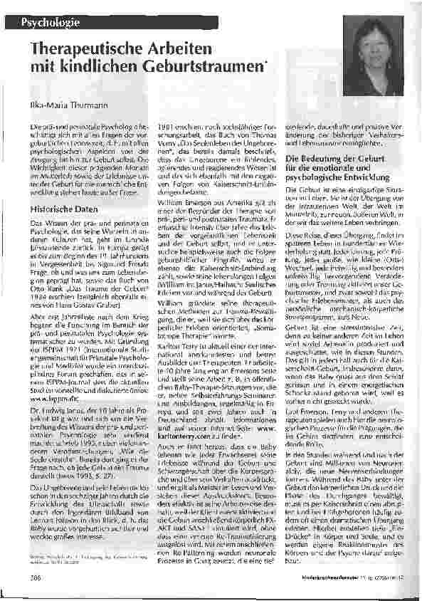 Vorschauseite 1: Therapeutische Arbeiten mit kindlichen Geburtstraumen