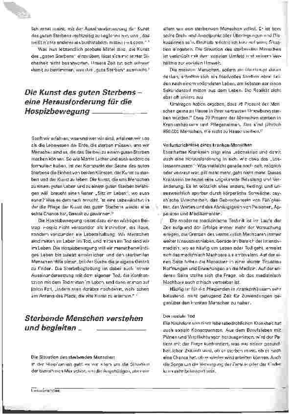 Vorschauseite 2: Sterbende Menschen begleiten - Die spirituelle Dimension in der Sozialen Arbeit am Beispiel der Hospizarbeit