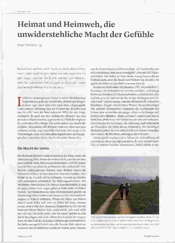 Vorschauseite 1: Heimat und Heimweh, die unwiderstehliche Macht der Gefühle