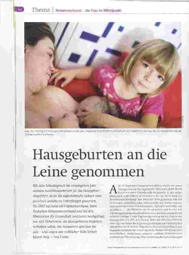 Vorschauseite 1: Hausgeburten an die Leine