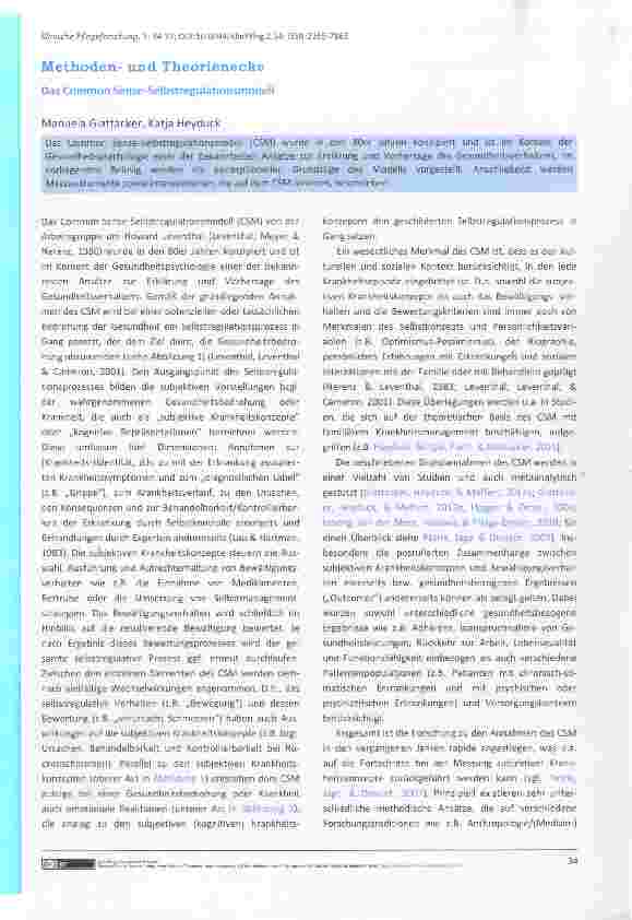 Vorschauseite 1: Das Common Sense-Selbstregulationsmodell