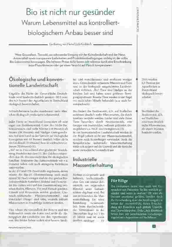 Vorschauseite 1: Bio ist nicht nur gesünder Warum Lebensmittel aus kontrolliertbiologischem Anbau besser sind