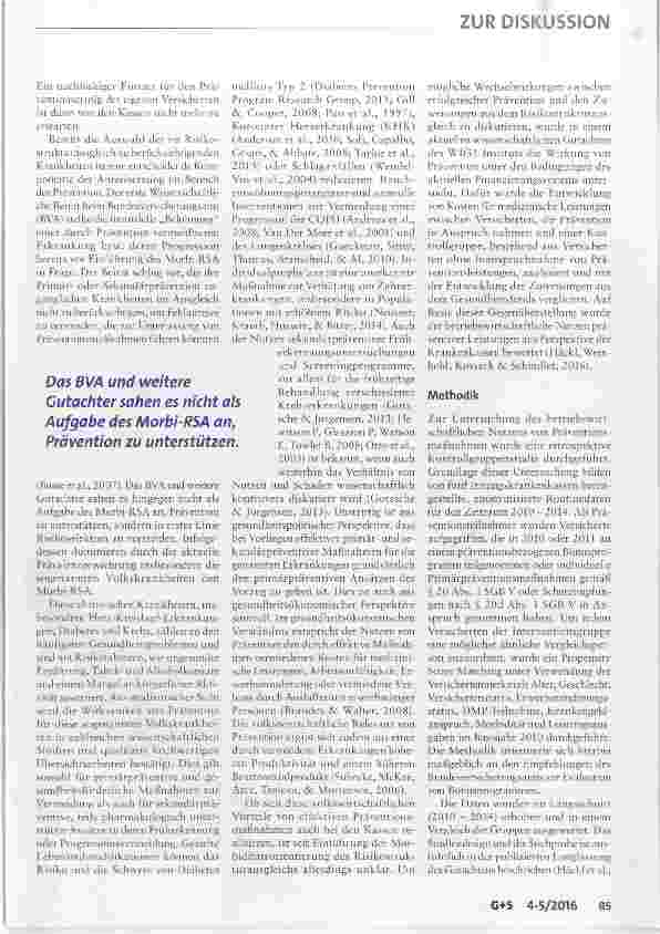 Vorschauseite 2: Anreize für Prävention im Morbi-RSA
