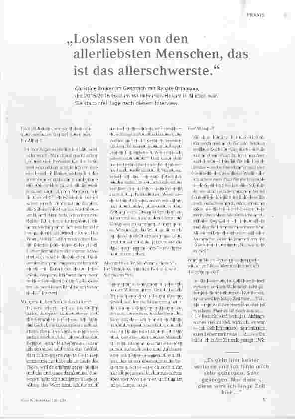 Vorschauseite 1: „Loslassen von den allerliebsten Menschen, das ist das allerschwerste.“