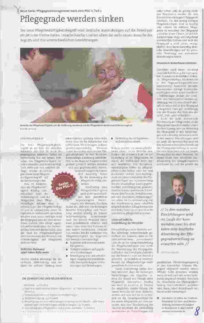 Vorschauseite 1: Neue Serie: Pflegegradmanagement nach dem PSC II,Teil 2 Pflegegrade werden sinken