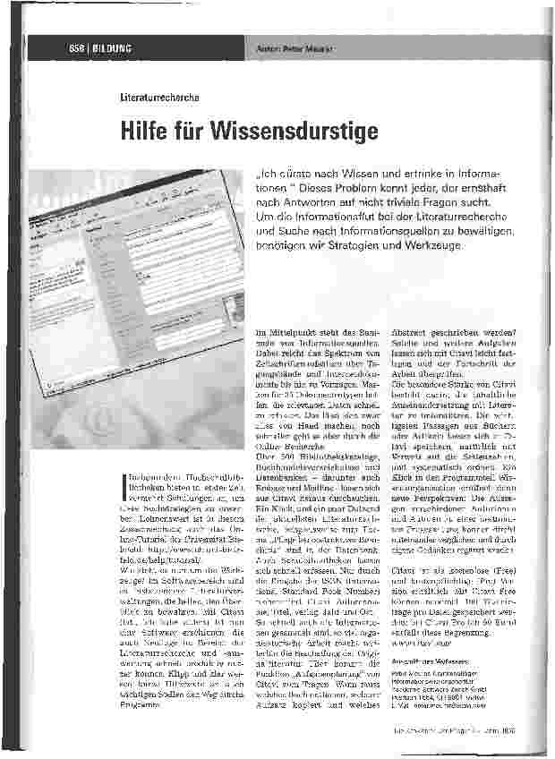 Vorschauseite 1: Hilfe für Wissensdurstige