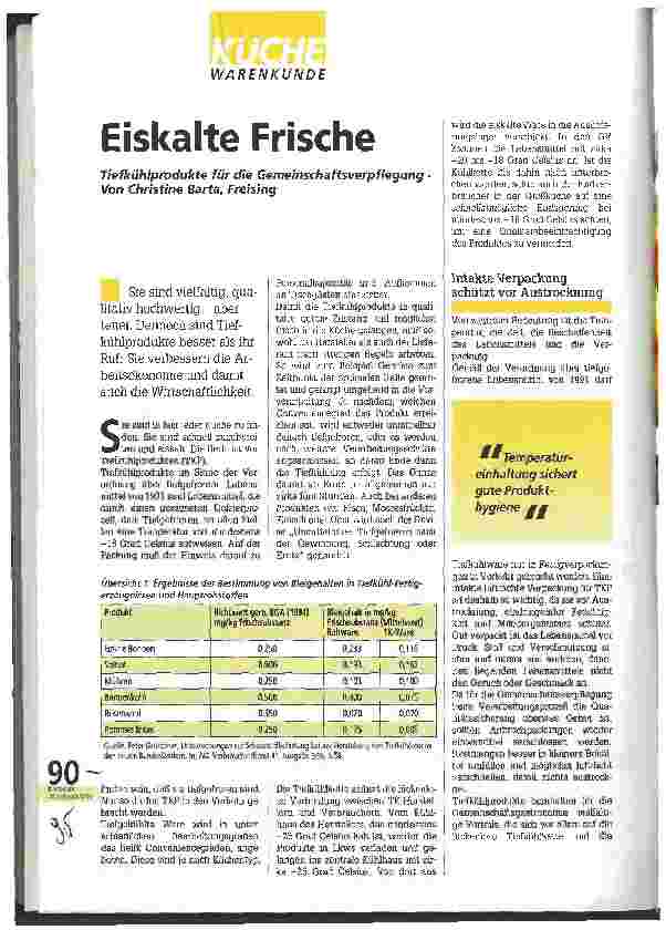 Vorschauseite 1: Eiskalte Frische Tiefkühlprodukte für die Gemeinschaftsverpflegung