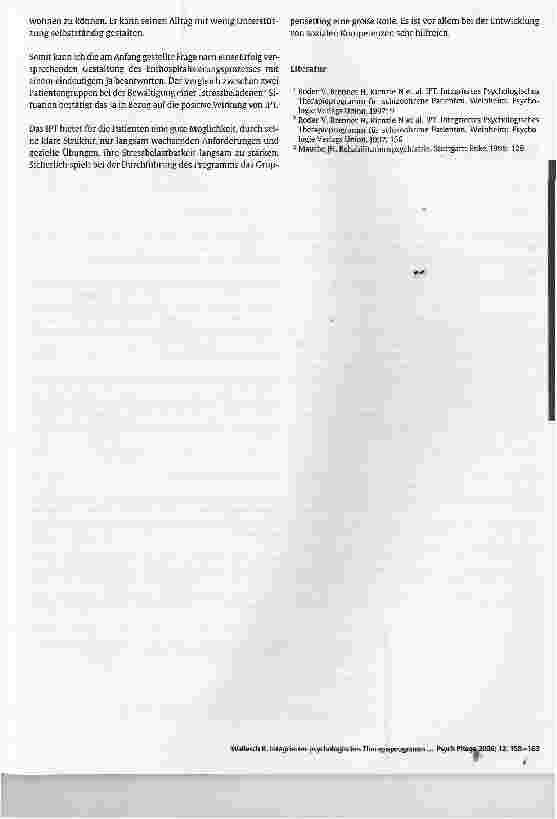 Vorschauseite 6: Integriertes psychologisches Therapieprogramm als Instrument im Enthospitalisierungsprozess chronisch schizophrener Patienten