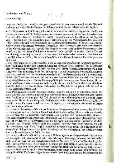 Vorschauseite 1: Gedanken zur Pflege