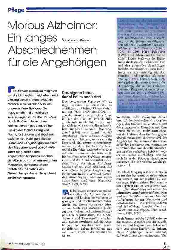 Vorschauseite 1: Morbus Alzheimer: Ein langes Abschiednehmen für die Angehörigen