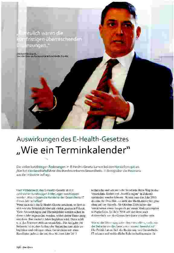 Vorschauseite 1: Auswirkungen des E-Health-Gesetzes Wie ein Terminkalender