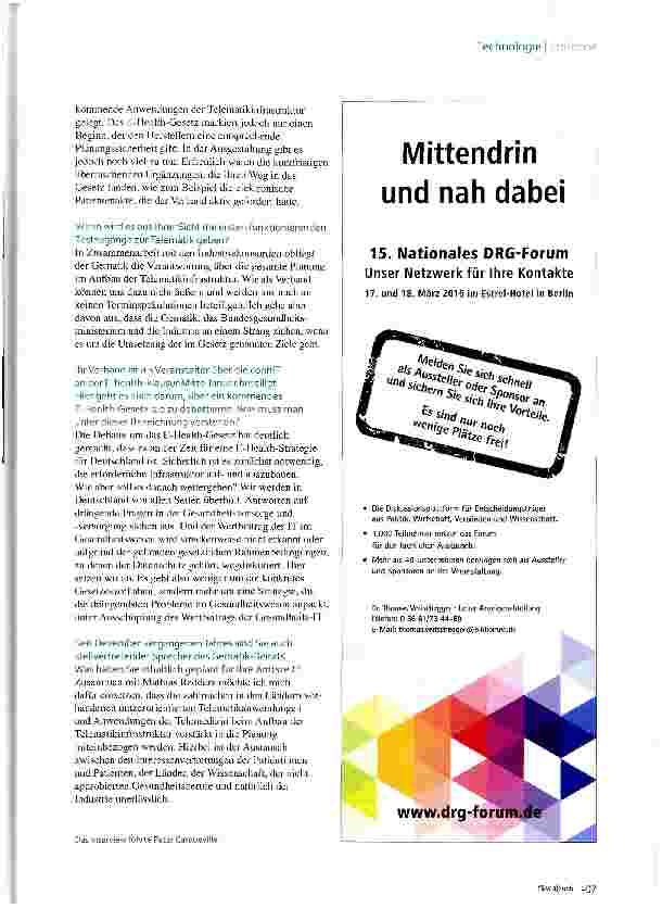 Vorschauseite 2: Auswirkungen des E-Health-Gesetzes Wie ein Terminkalender