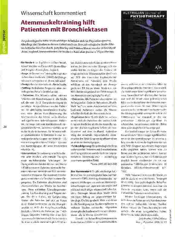 Vorschauseite 1: Wissenschaft kommentiertAtemmuskeltraining hilft Patienten mit Bronchiektasen