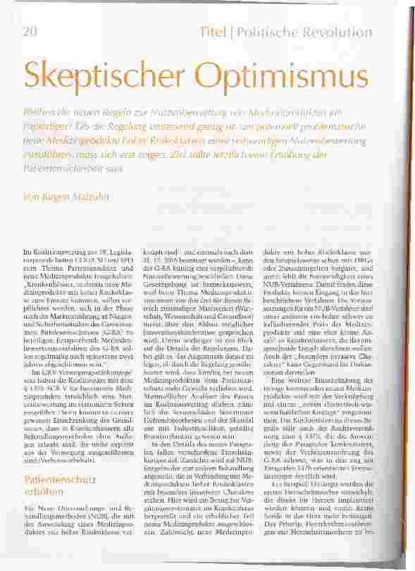 Vorschauseite 1: Titel 1 Politische Revolution Skeptischer Optimismus