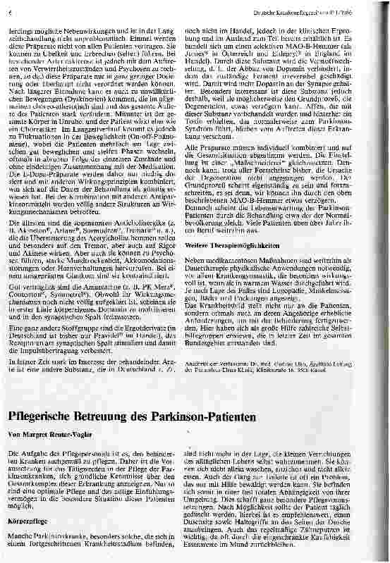 Vorschauseite 3: Das Parkinson-Syndrom Klinik und Therapie