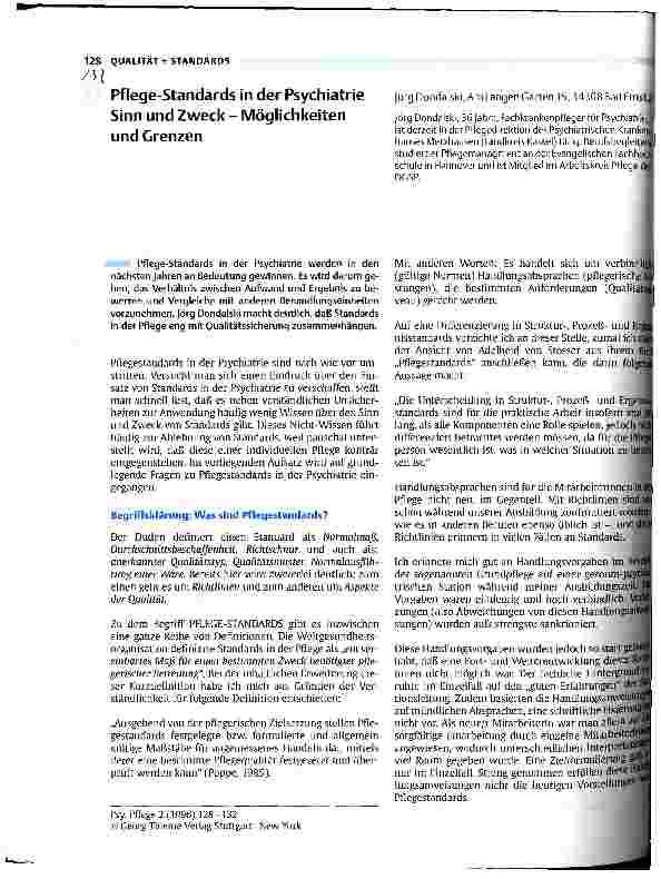 Vorschauseite 1: Pflege-Standards in der Psychiatrie Sinn und Zweck - Möglichkeiten und Grenzen