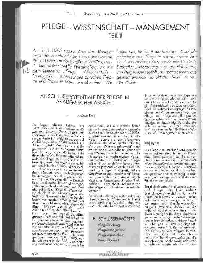Vorschauseite 1: Pflege - Wissenschaft - Management Teil 2