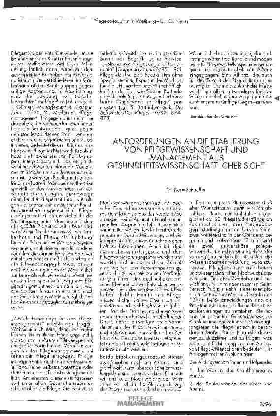 Vorschauseite 4: Pflege - Wissenschaft - Management Teil 2